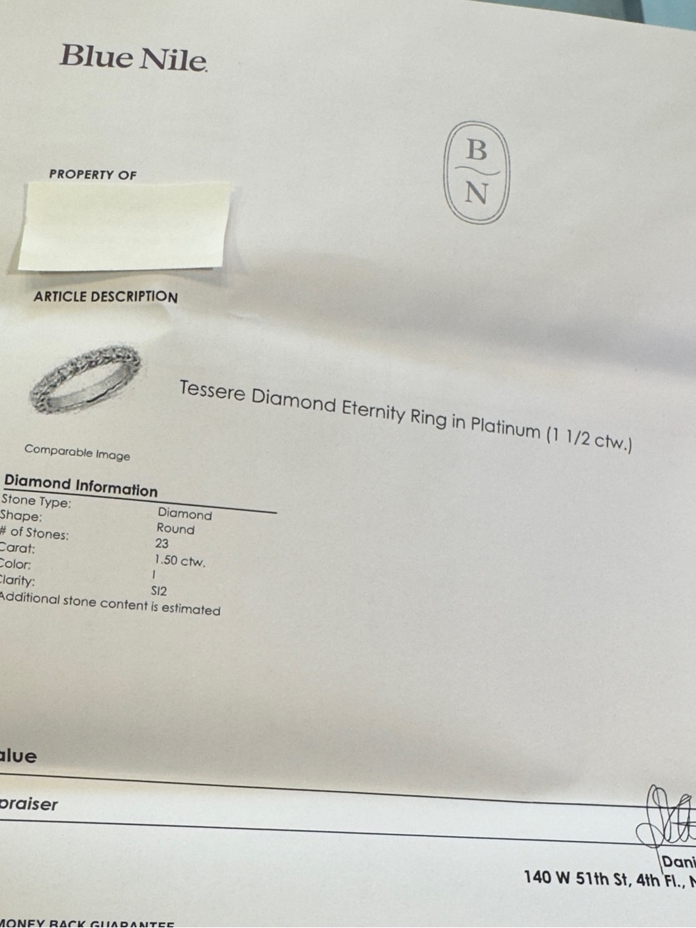 Platinum $6550. Blue Nile Diamond Eternity Band Ring - Picture 8 of 16